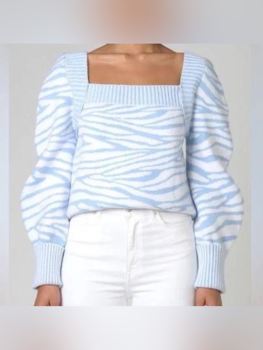 CISTAR NEW YORK Zoe Blue Zebra Print Sweater size small